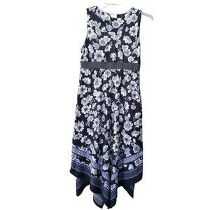 Soma Bliss Handkerchief Bra Midi Dress in Palace Floral Scarf Print Black Size M
